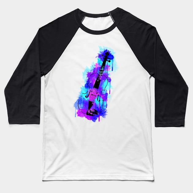 Watercolor Violin (Black Version) Baseball T-Shirt by SingeDesigns